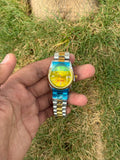 Rolex Style Datejust Luxury – Two-Tone Gold & Vibrant Yellow Dial Jubilee Edition for Women (Quartz)