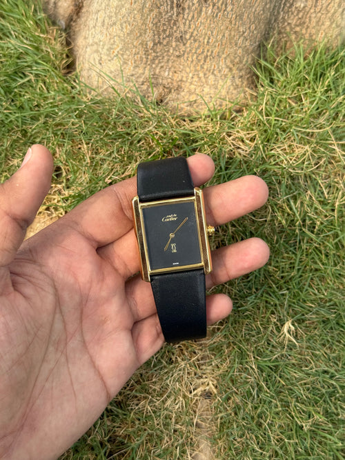 Cartier Tank Must – Monochrome Onyx Black & Gold - Men's Watch