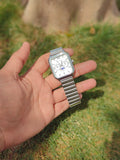 Casio Style Retro Square Moonphase – Full Silver Vintage Edition (Quartz)