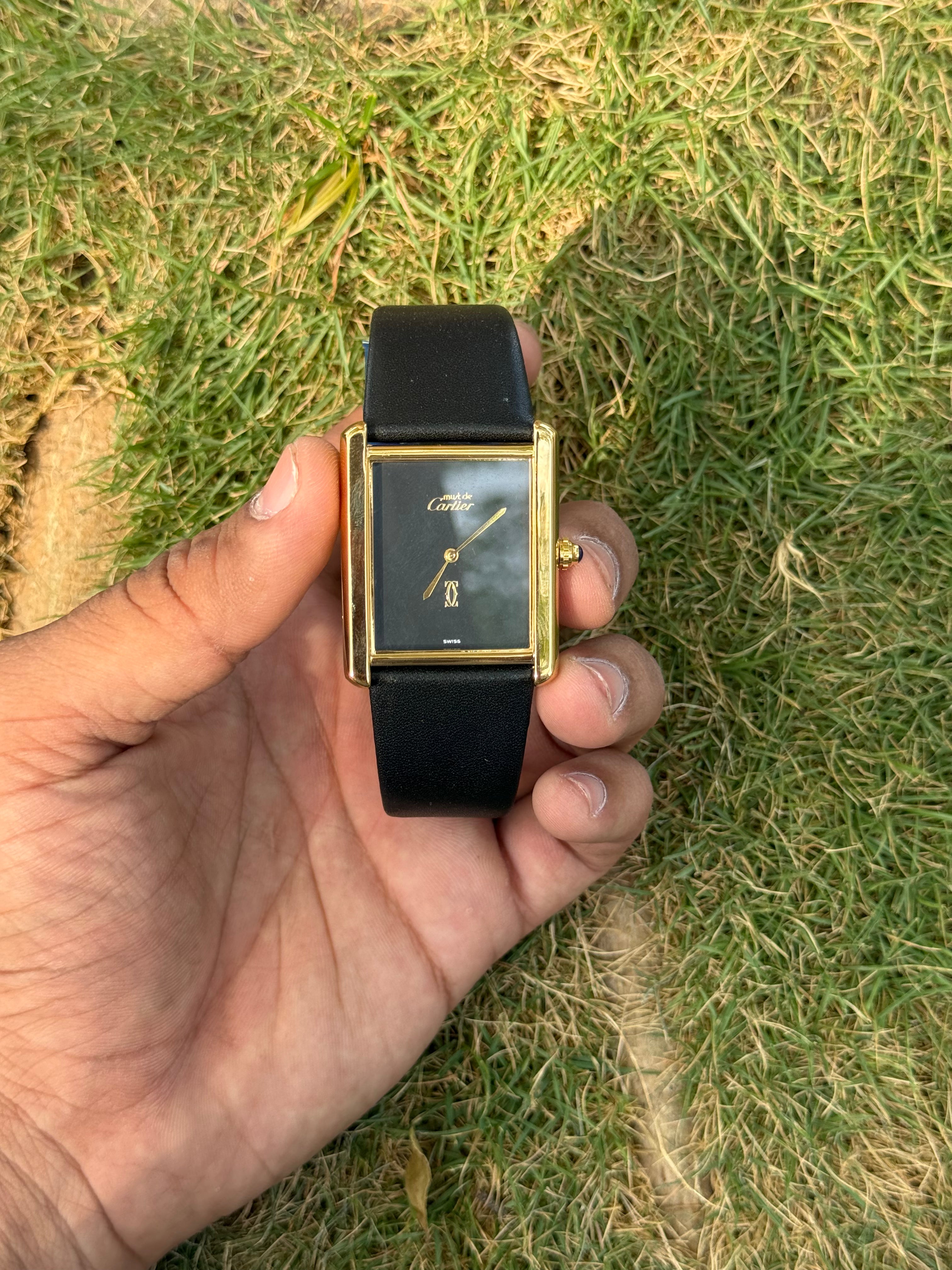 Cartier Tank Must – Monochrome Onyx Black & Gold - Men's Watch