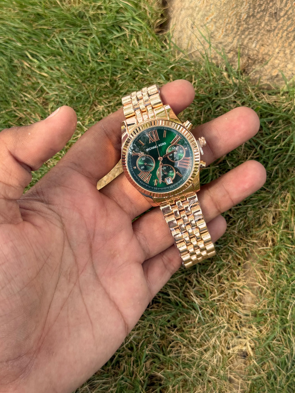 Michael Kors Style Ritz Chronograph – Full Rose Gold & Emerald Green Premium Women's Watch (Quartz)