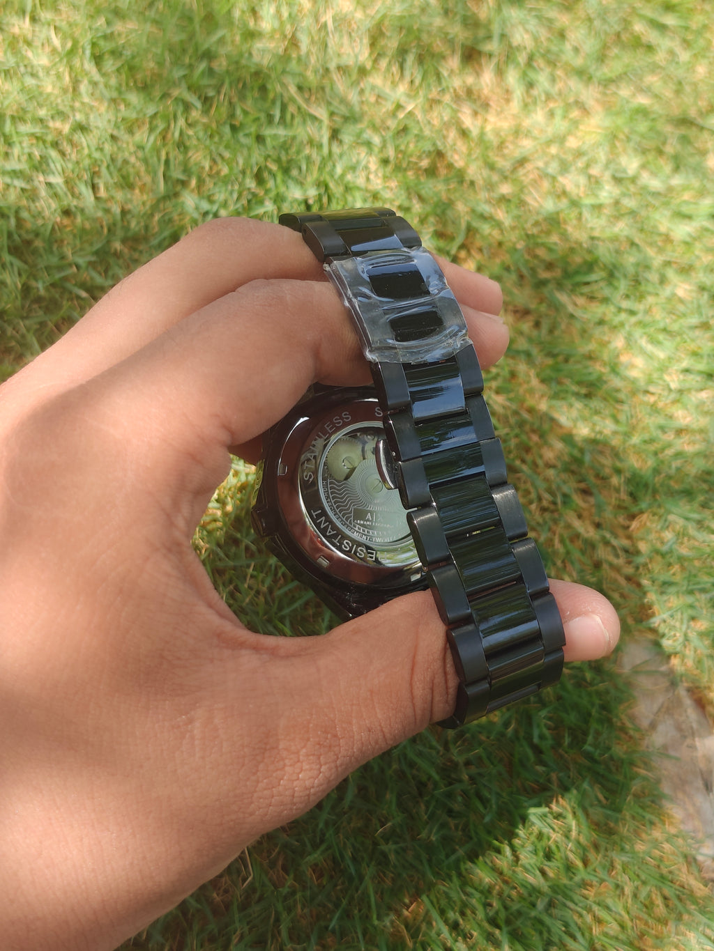 Armani Exchange Style Open-Heart Skeleton – Stealth Black with Emerald Green Dial Automatic