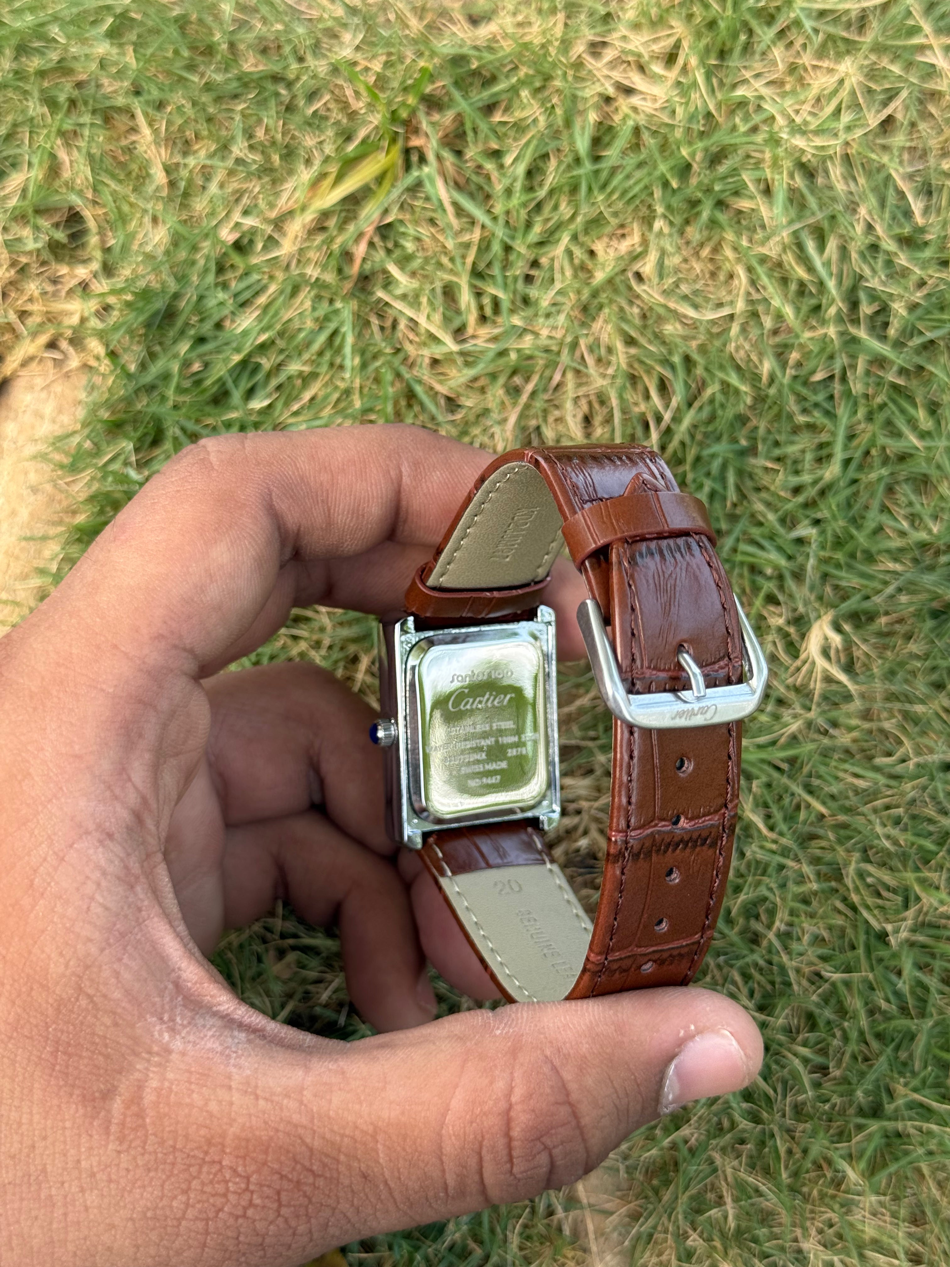 Cartier Tank Classic – Polished Silver & Vintage Tan Croc Leather - Men's Watch