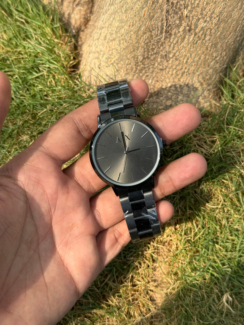 Armani Exchange Stealth – Matte Gunmetal & Sunburst Onyx Dial Men's Watch