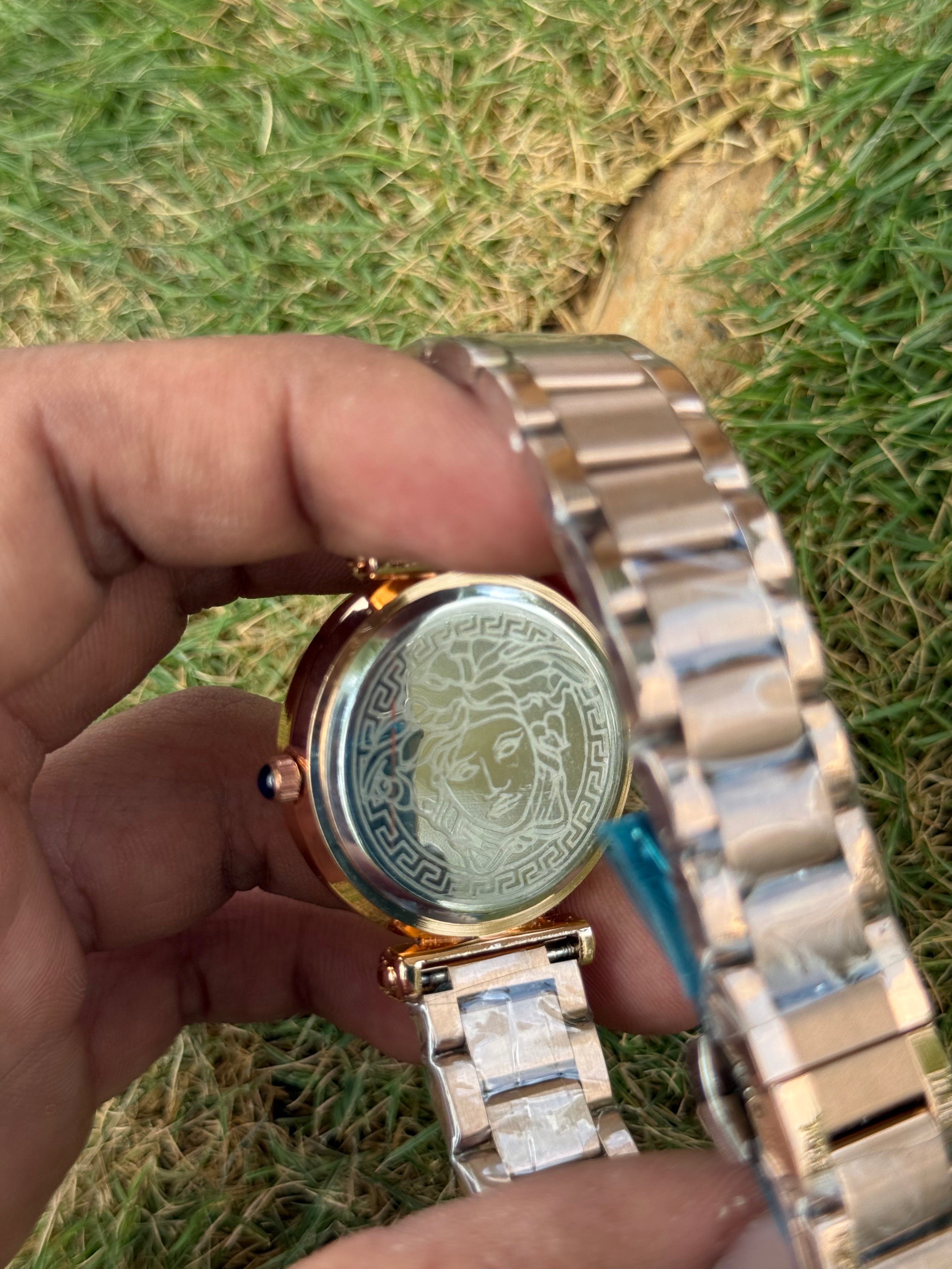 Versace Style Luxury Palace – Rose Gold & Textured Emerald Green Premium Women's Watch (Quartz)