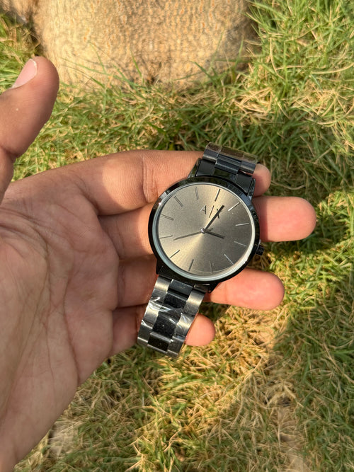 Armani Exchange Stealth – Matte Gunmetal & Sunburst Onyx Dial Men's Watch