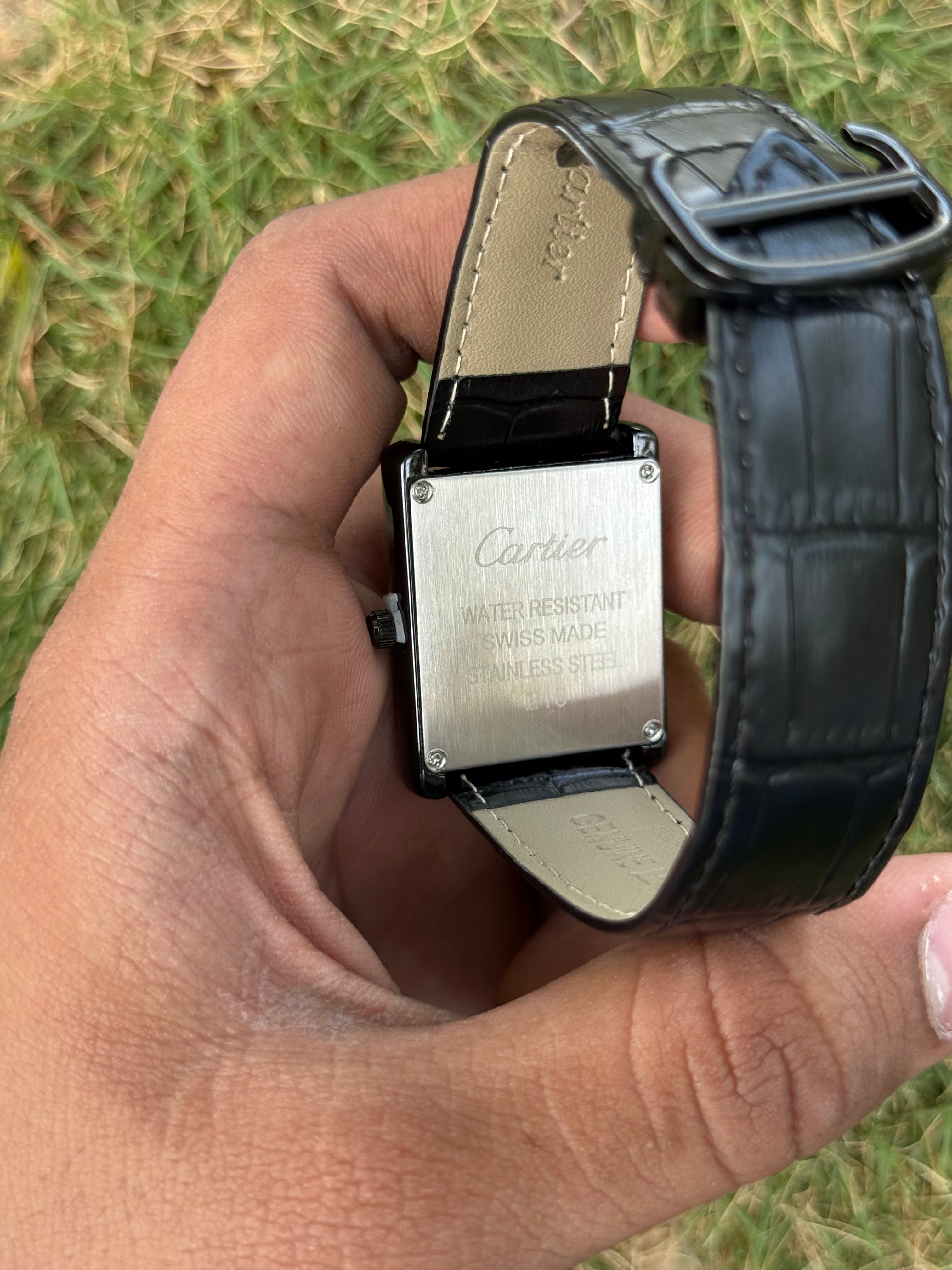 Cartier Tank Stealth – All-Black Elite & Croc Leather Men's Watch