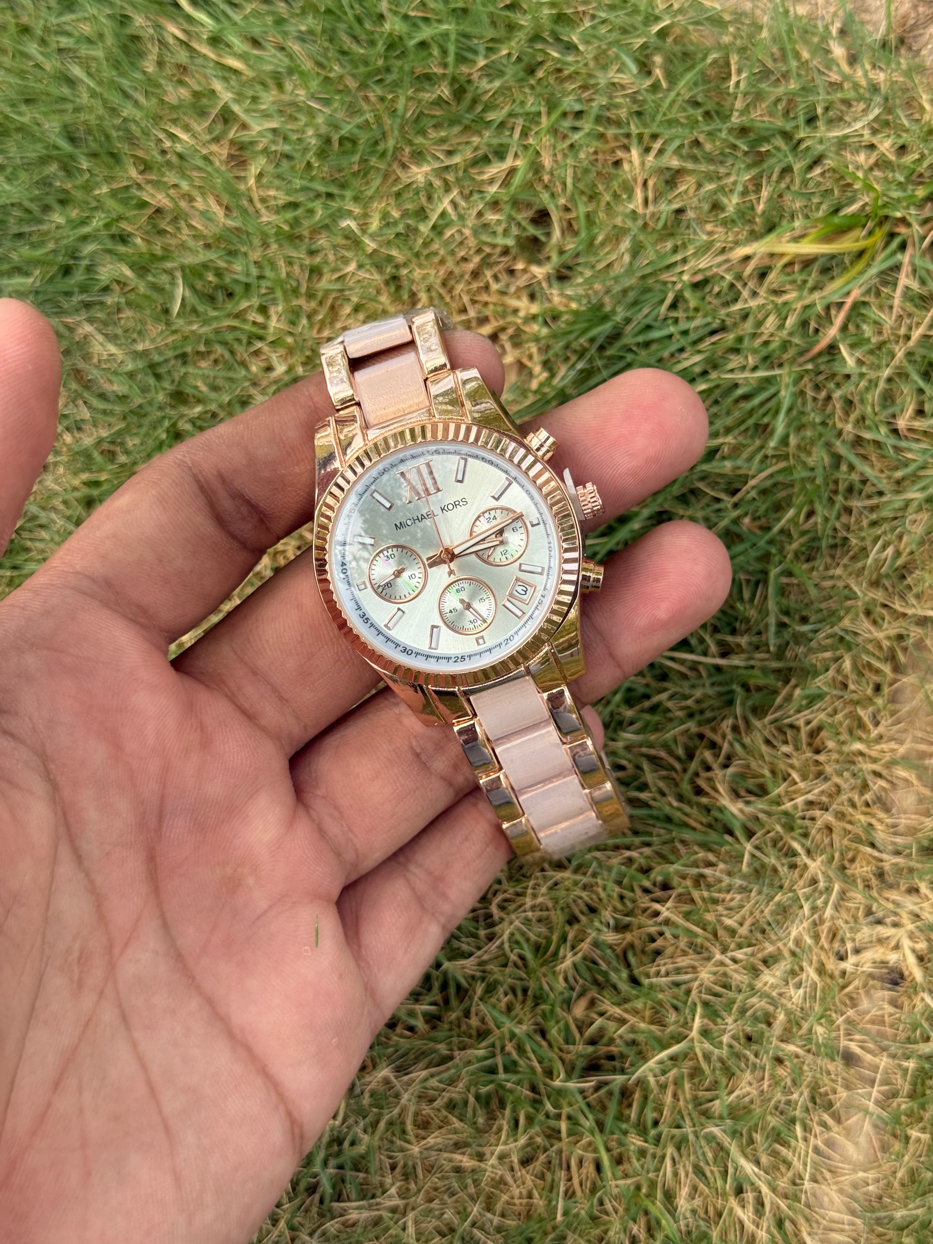 Michael Kors Style Ritz Chronograph – Rose Gold & Blush Pink Acetate Premium Women's Watch (Quartz)