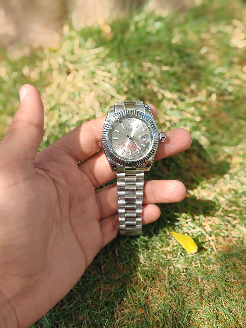 Rolex Datejust Style Executive – Full Stainless Steel with Sunburst Silver Dial (Quartz)