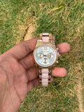 Michael Kors Style Ritz Chronograph – Rose Gold & Blush Pink Acetate Premium Women's Watch (Quartz)