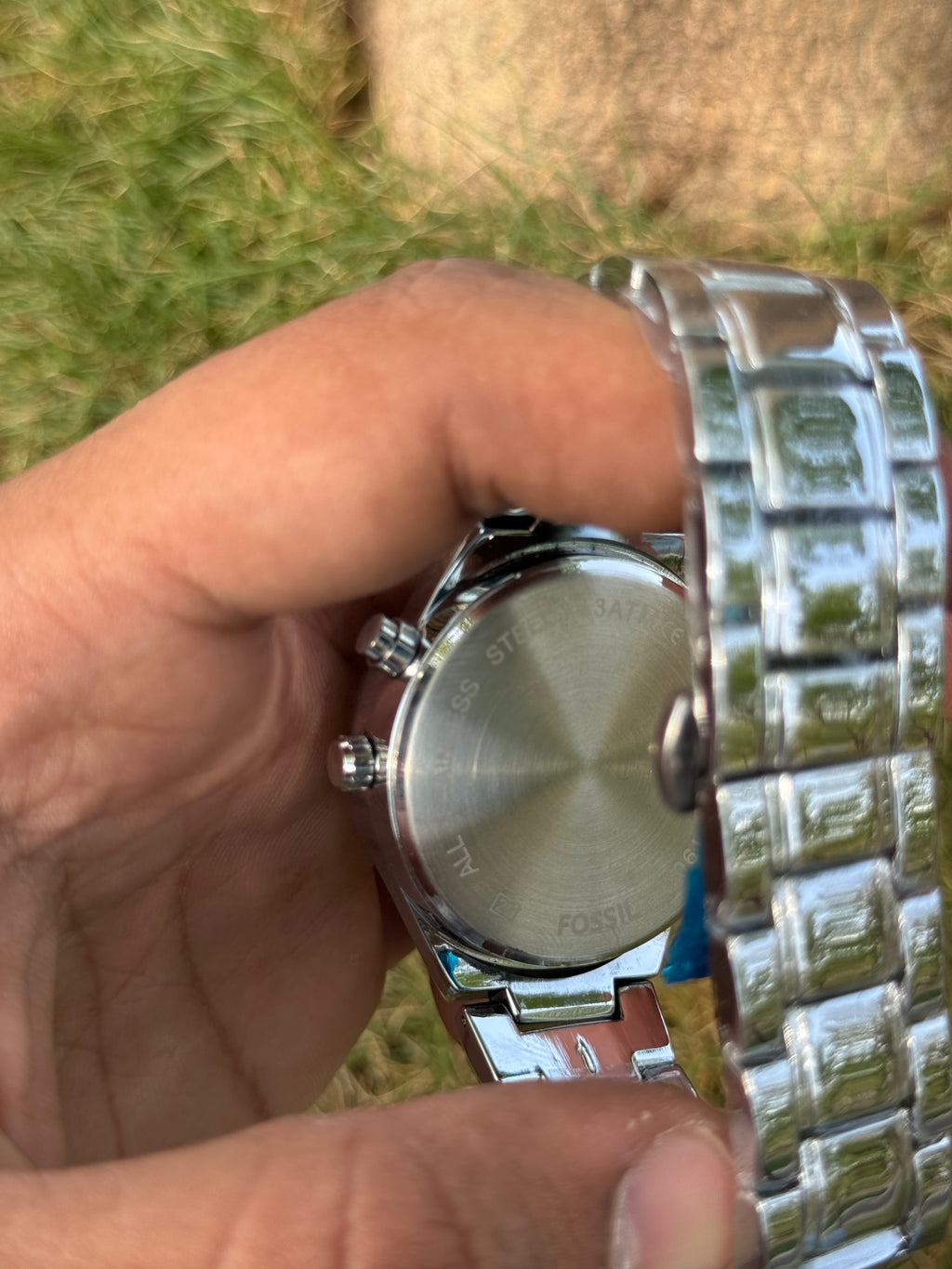 Fossil Cyber-Matrix – Polished Silver Steel & Animated Digital Face