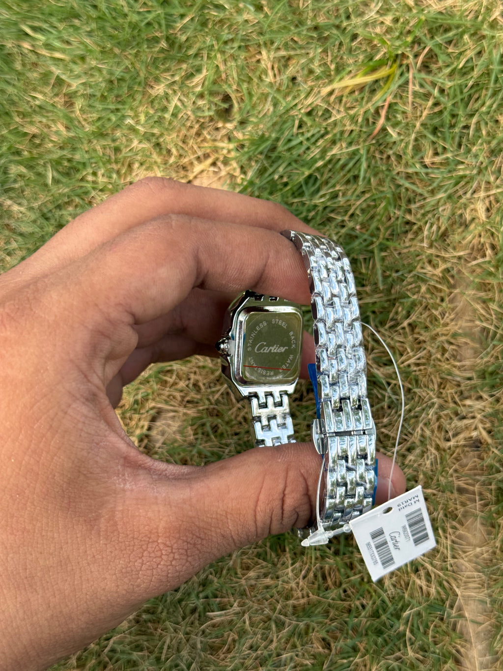 Cartier Style Panthère Luxury – Diamond Bezel Silver & Classic White Dial Women's Watch (Quartz)