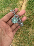 Chanel Style Luxury Women's Charm Bracelet Watch – Sage Green Dial Silver Edition (Quartz)