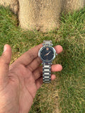 Versace Style Luxury Palace – Polished Silver & Textured Jet Black Premium Women's Watch (Quartz)