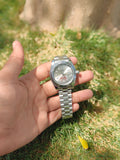 Rolex Datejust Style Executive – Full Stainless Steel with Sunburst Silver Dial (Quartz)