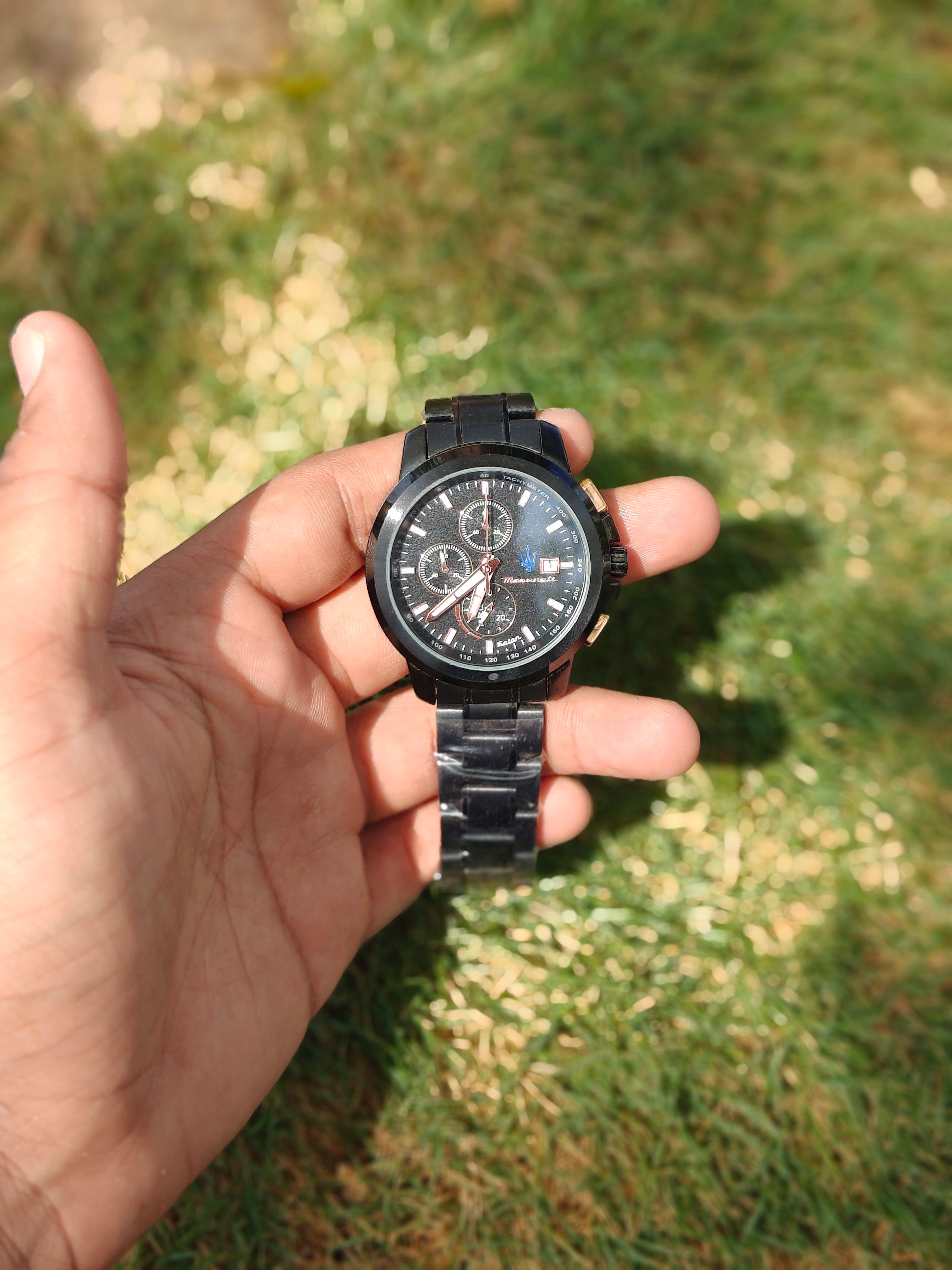 Maserati Style Chronograph – Stealth Black with Rose Gold Accents Sports Edition (Quartz)