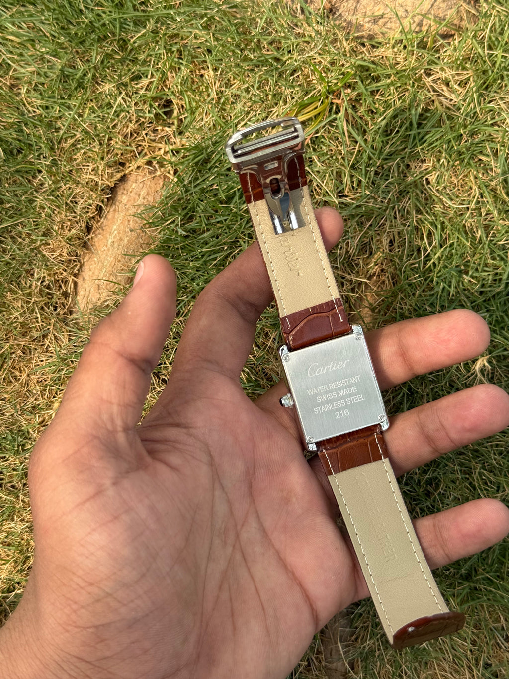 Cartier Tank Heritage – Silver Steel & Vintage Tan Croc Leather